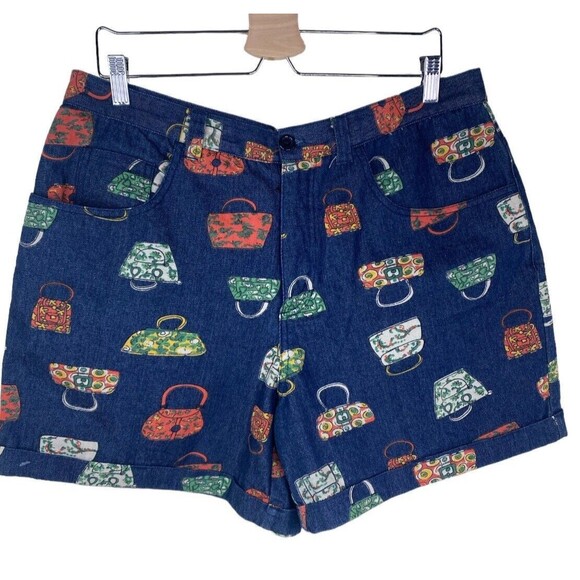 Tatyana Chica Purse Print Retro Women Denim  Shorts - Size XXL - Picture 2 of 10